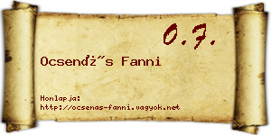 Ocsenás Fanni névjegykártya