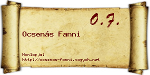 Ocsenás Fanni névjegykártya